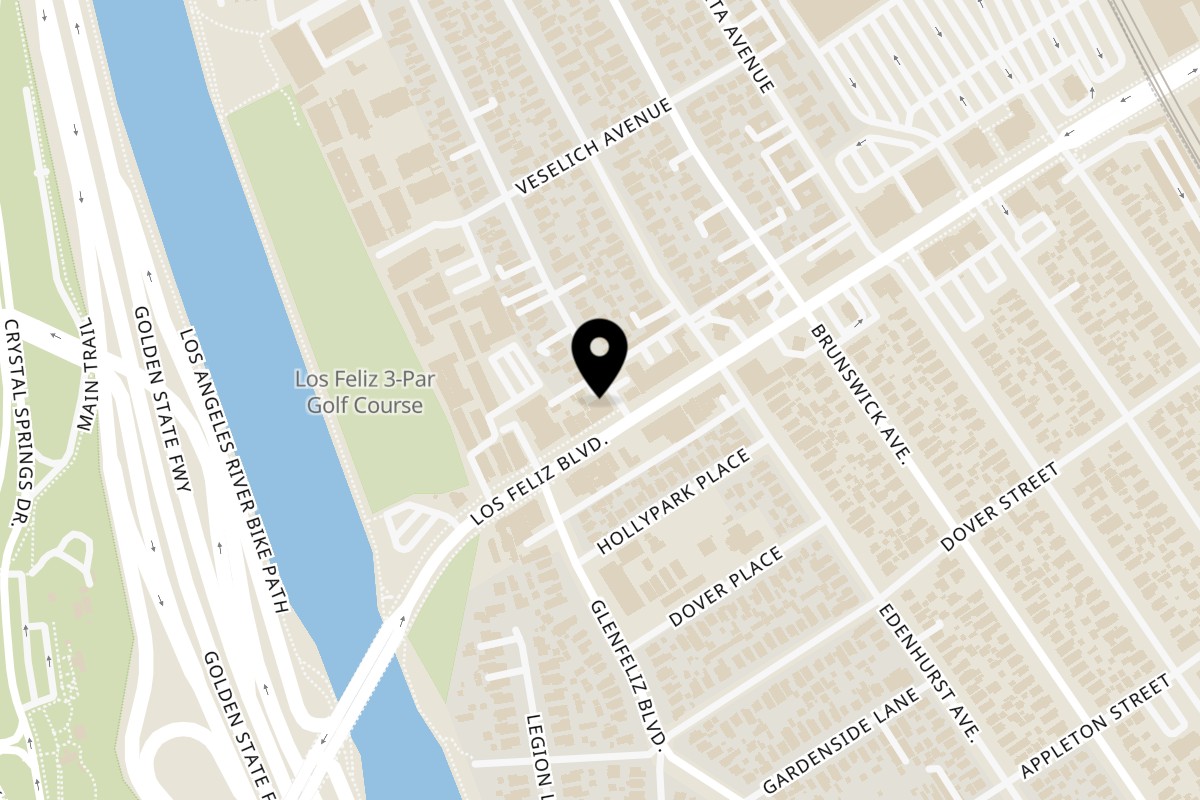 Map showing the location of Cafe IZZI on 3149 Los Feliz Blvd in Los Angeles